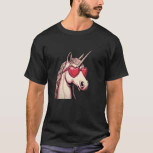 Camiseta Unicornio Divertido con Gafas de Corazón para San
