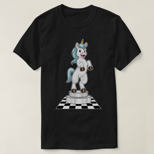 Camiseta Unicornio en ajedrez como pieza de ajedrez Knight (Diseño del anverso)