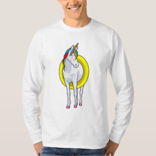 Camiseta Unicornio en natación con anillo de natación