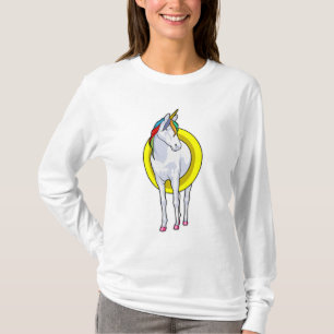 Camiseta Unicornio en natación con anillo de natación