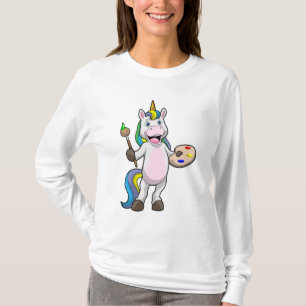 Camiseta Unicornio en pintura con pincel y color