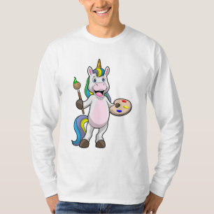 Camiseta Unicornio en pintura con pincel y color