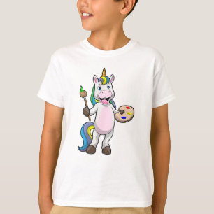 Camiseta Unicornio en pintura con pincel y color