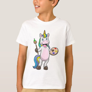 Camiseta Unicornio en pintura con pincel y color
