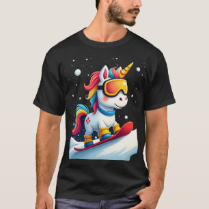 Camiseta Unicornio en Snowboard - Divertido Esquí y Deporte