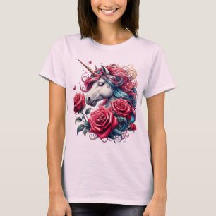 Camiseta Unicornio encantado con Rosas: Una sinfonía de ele