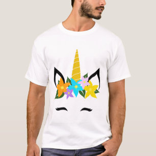 Camiseta Unicornio Enfrentamientos Ansilosos Sonreír Flor C