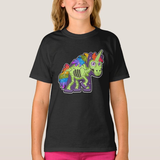 Camiseta Unicornio esquelético Halloween (Anverso)