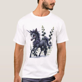 Camiseta Unicornio estilizado en esplendor floral.