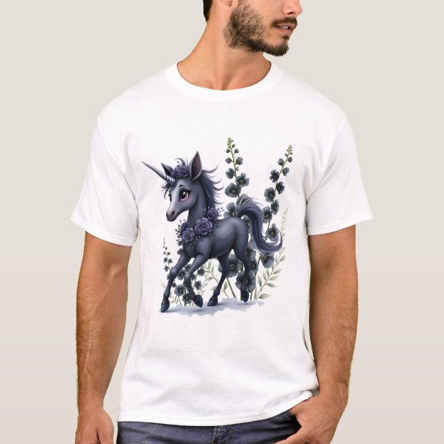 Camiseta Unicornio estilizado en esplendor floral. (Anverso)