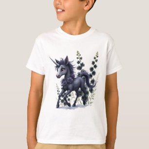 Camiseta Unicornio estilizado en esplendor floral.