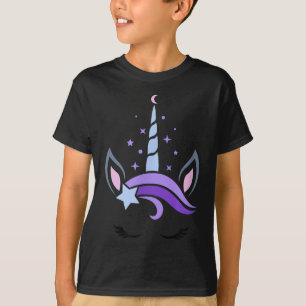 Camiseta Unicornio Face Eyelashes Celestial Moon Star Boho 