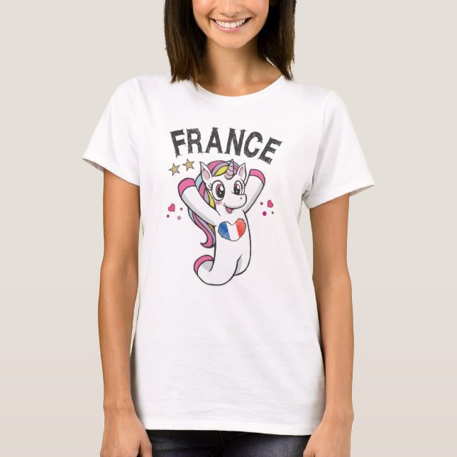 Camiseta Unicornio fanático del fútbol de Francia con bande (Anverso)