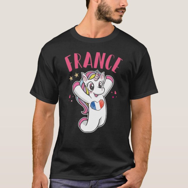 Camiseta Unicornio fanático del fútbol de Francia con bande (Anverso)