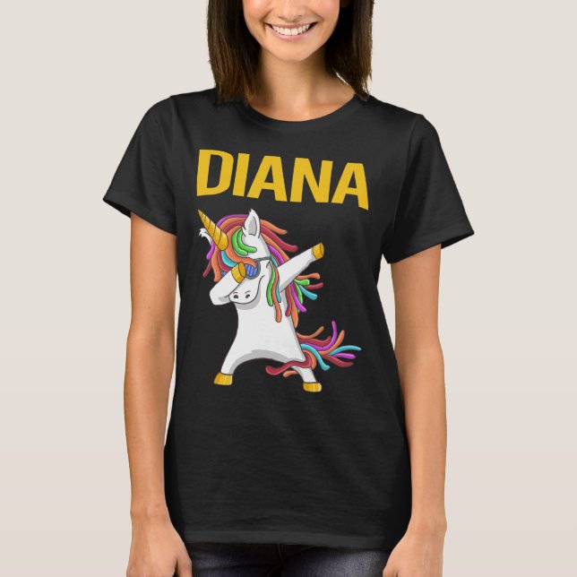Camiseta Unicornio Feliz - Diana Nombre (Anverso)