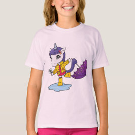 Camiseta Unicornio floral rosa simple y dulce en el abrigo