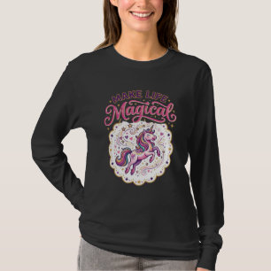 Camiseta Unicornio hace la vida mágica POD lista Fondo blan