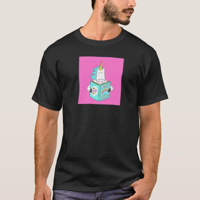 Camiseta Unicornio leyendo trucos mágicos libro de humor ne (Anverso)