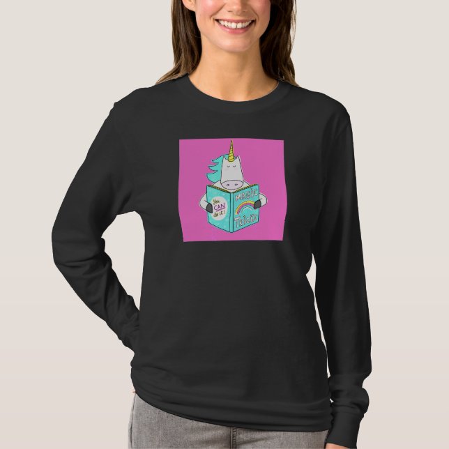 Camiseta Unicornio leyendo trucos mágicos libro de humor ne (Anverso)