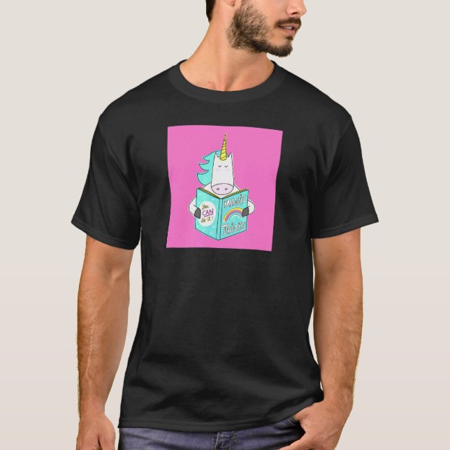 Camiseta Unicornio leyendo trucos mágicos libro de humor ne (Anverso)