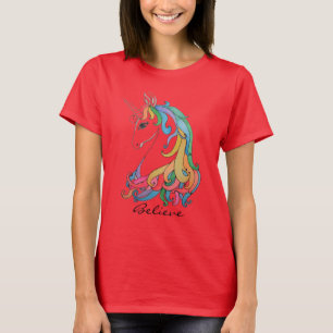 Camiseta Unicornio lindo del arco iris de la acuarela