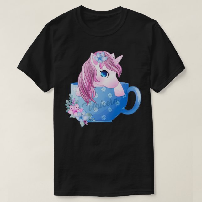 Camiseta Unicornio lindo dentro de la taza de café (Diseño del anverso)