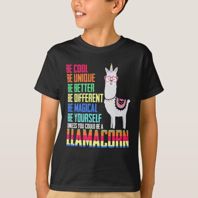 Camiseta Unicornio lindo divertido de la llama de Llamacorn (Anverso)