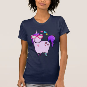 Camiseta Unicornio lindo en gafas cardiacas