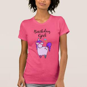 Camiseta Unicornio lindo en gafas cardiacas Cumpleaños