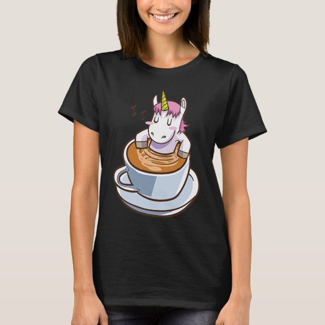 Camiseta unicornio lindo en taza de café para el credo mági (Anverso)