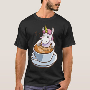 Camiseta unicornio lindo en taza de café para el credo mági