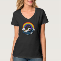 Unicornio mágico que monta el arco iris de los