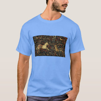 Camiseta Unicornio Medieval Tapiz Floral de Medianoche vint