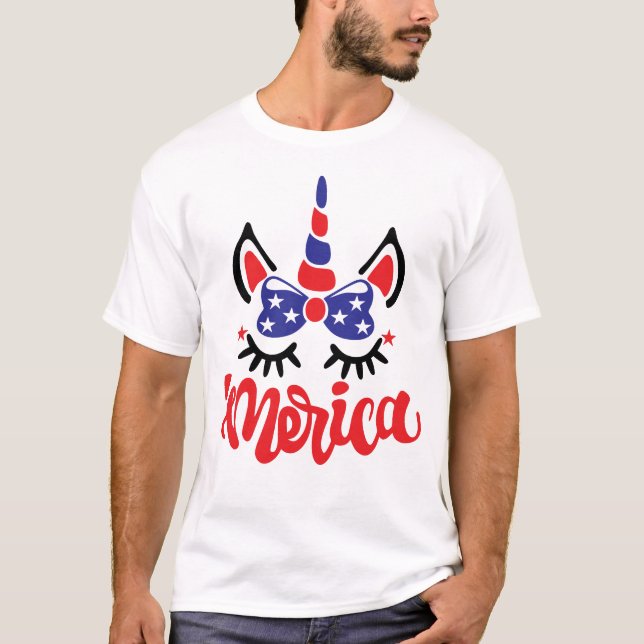 Camiseta Unicornio Merica Graciosa Me Encanta América 4 De  (Anverso)