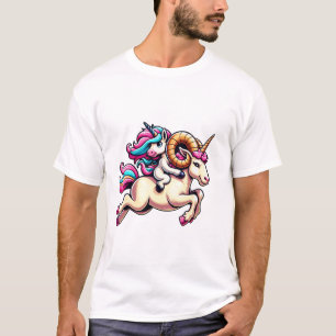 Camiseta Unicornio montando carnero niños niñas hombres muj