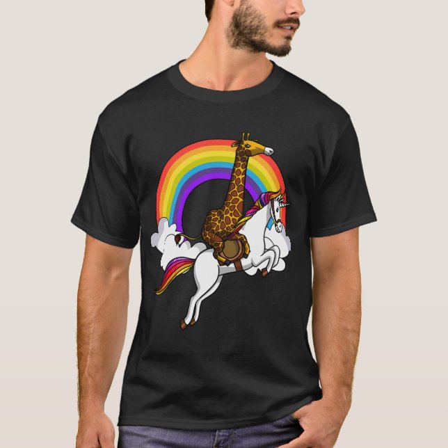 Camiseta Unicornio montando jirafa (Anverso)