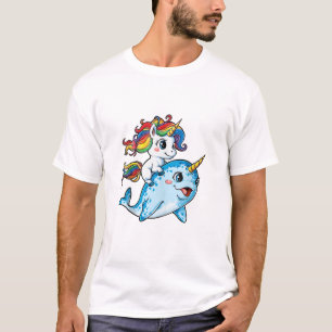 Camiseta Unicornio montando narval divertidas mujeres arcoí