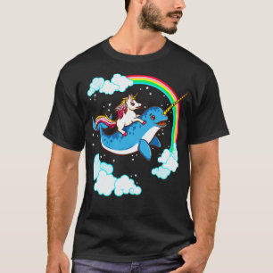 Camiseta Unicornio montando Narwhal cute mágico