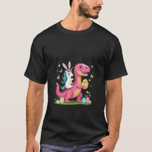 Camiseta Unicornio montando un dinosaurio sostiene huevos p