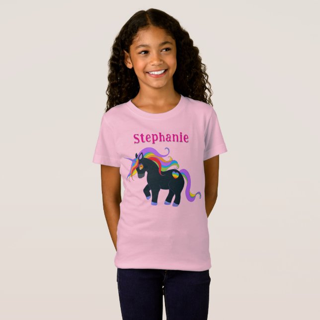 Camiseta Unicornio negro personalizado (Anverso completo)
