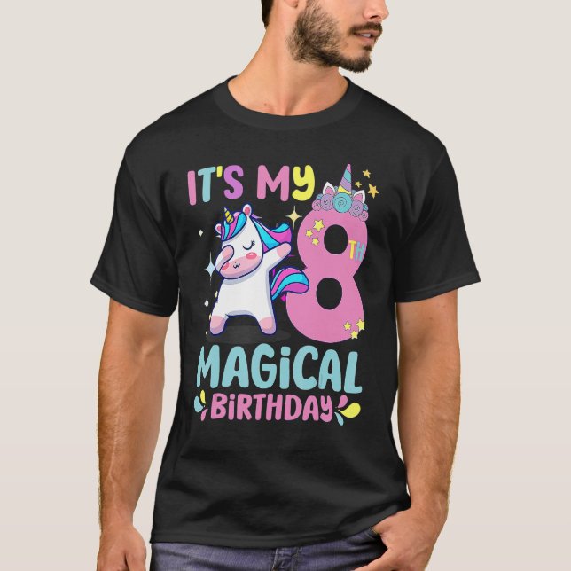 Camiseta Unicornio P de 8 años es mi octavo cumpleaños mági (Anverso)