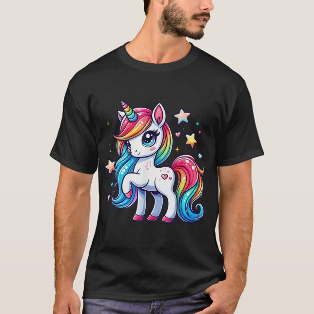 Camiseta Unicornio para niñas Unicornio mágico arcoíris (Anverso)