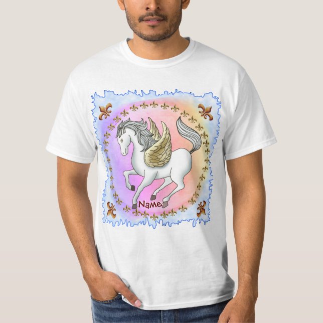 Camiseta Unicornio Pegaso Blanco Bailando (Anverso)