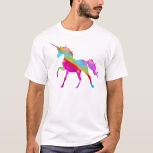 Camiseta Unicornio prancing del arco iris brillante mágico