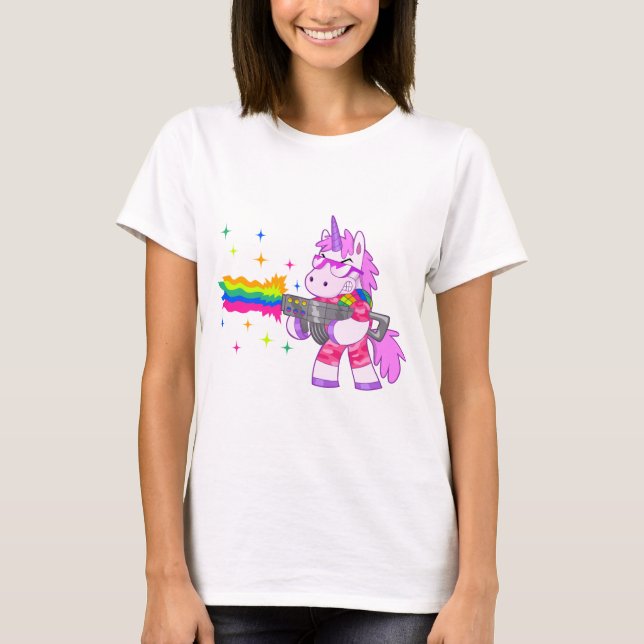 Camiseta Unicornio púrpura - arma (Anverso)