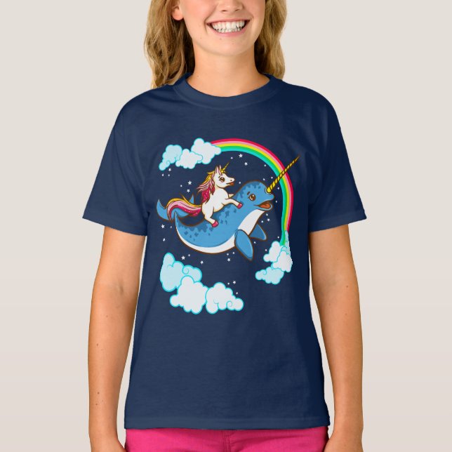 Camiseta Unicornio que monta Narwhal (Anverso)