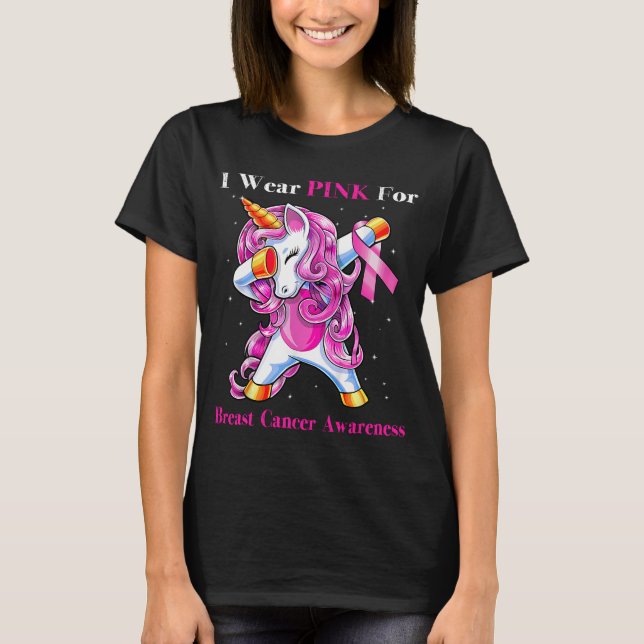 Camiseta Unicornio Que Uso Rosa Para Concienciar Sobre El C (Anverso)