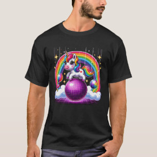 Camiseta Unicornio Riendo Purple Disco Ball Magic Rainbow C