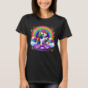 Camiseta Unicornio Riendo Purple Disco Ball Magic Rainbow C