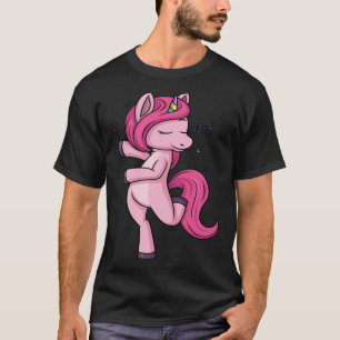 Camiseta Unicornio rosa bailando para mujeres y Chicas